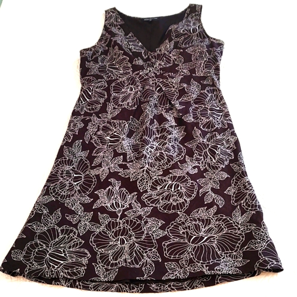 Jones New York Womens Brown Linen Sleeveless V-Neck Fully Lined Dress/Size 12